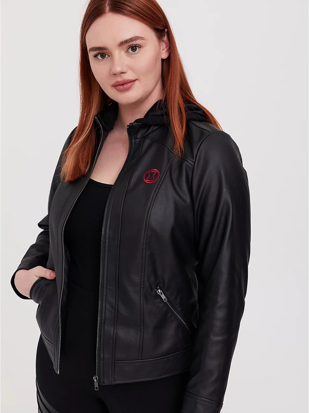 Torrid black widow faux leather jacket- no hood
